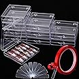 Noverlife 10PCS Press On Nail Storage Box, 2.6x2.6 inch / 6.5x6.5cm Clear Empty Plastic Nail Tips Storage Box with Arcylic Nail Display Sticks, Nail Glue Double Sided Tape for Press on False Nail