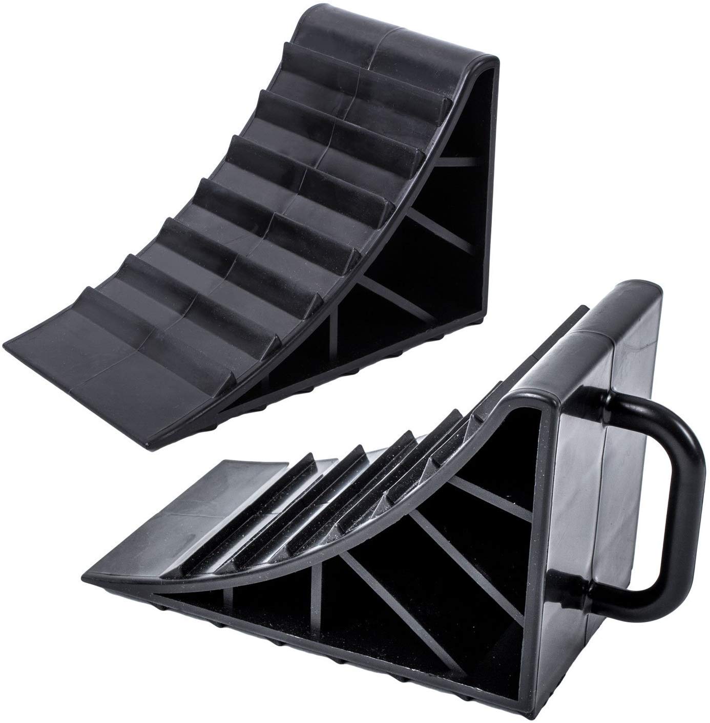 MSA 2 x Wheel Chocks With Handle Brake Wedges Caravan Trailer Tyre Chock