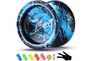 JOLESHARE Professional Responsive Yoyo, Aluminum Yo Yo for Kids Beginner, Replacement Unresponsive Ball Bearing for Advanced Yoyo Players + 1 Glove + 5 Yoyo Strings (Blue Black)
