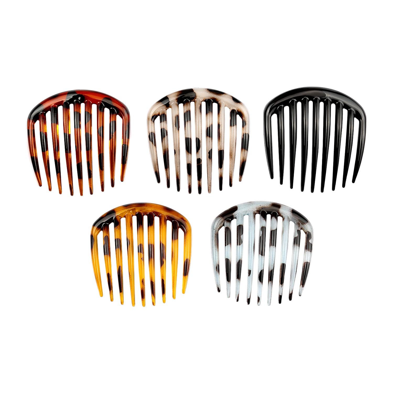 Luckious Brand 5 Pcs French Twist Comb - Retro Celluloid Hair Combs with 9 Teeth, Non-Slip Hair Styling Accessories for Women and Girls