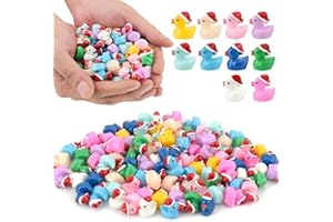 KAPEILUO 100Pcs Mini Resin Ducks, Tiny Christmas Ducks Miniature Duck Figures Bulk Miniature Garden Landscape Aquarium DIY Decor Dollhouse Prank Christmas Birthday Party Favors Gift(10 Colors)