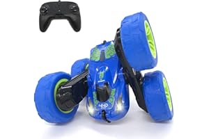 Threeking RC Stunt Car Remote Control Cars with Lights Double-Sided Driving Indoor Outdoor Toys Gifts Presents for 6 7 8 9 10 11 12 Year Old Kids Boys Girls