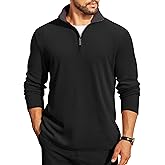 COOFANDY Mens Quarter Zip Pullover Lightweight Sweater Casual Long Sleeve Corduroy Half Zip Sweatshirt