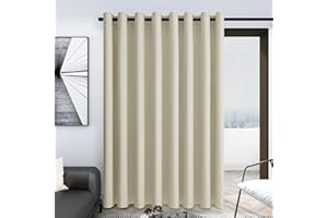 Deconovo Outdoor Curtains for Patio Door - 108 Inches Length, Wide Width Room Darkening Drapes for Living Room, Grommet (100W X 108L, Inch Beige, 1 Panel)