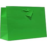 allgala Gift Bags, 12 Pack 16x12x6 Inch Extra Wide Vogue Bag Green Gift Bags with Handles for Birthday, Wedding, Party Supplies, Baby Shower, Holidays, Chirstmas