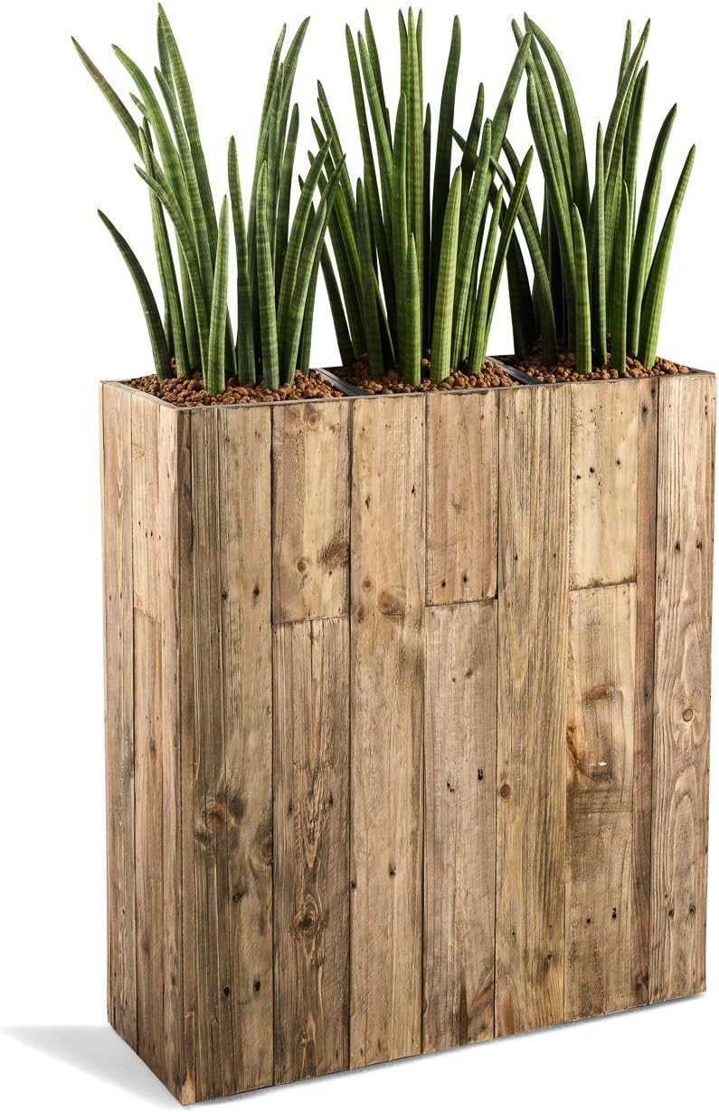 Room Divider ''Luca No. 3 Woodline High Box" Dark Flame Wood Rectangular - 66.5x24.5x75cm - F476