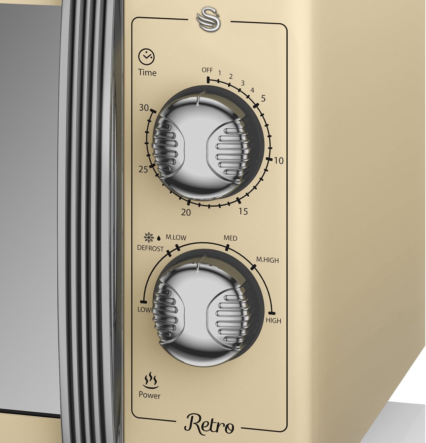 SWAN Retro Manual Microwave, 25 Litre, 900 W, Cream