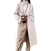IDEALSANXUN Womens Long Wool Coats Fall Winter Double Breasted Trench Coat Peacoat