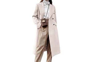 IDEALSANXUN Womens Long Wool Coats Fall Winter Double Breasted Trench Coat Peacoat