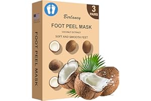 BERLANEY Foot Peel Mask for Dry Cracked Feet(3 Pairs) - Exfoliating Feet Mask Peel with Natural Coconut, Milk, Tea Tree Extract for Callusees, Dry, Cracked Heels and Removing Dead Skin