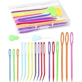 FIVEIZERO 19 Pcs Yarn Needles Set, Assorted Yarn Needles Bent Tapestry Needle Weaving Needle Darning Needles Plastic Needles Large Eye Blunt Knitting Needles for Sewing Crochet