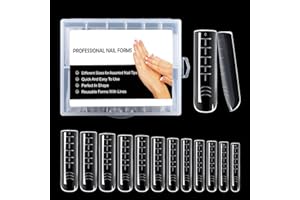 NMKL38 120pcs Dual Nail Forms Poly Extension Gel Nail Molds With Scale Builder for Gel Manicure Nail Art Design Salon DIY at Home