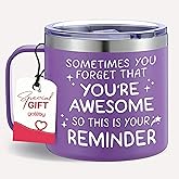 Gossby Thank You Gift for Women - 14oz Insulated Tumbler Mug with Lid, Straw - Sometimes You Forget You're Awesome - Appreciation, Inspirational Cheer Up Gift for Teacher, Boss, Coworker, Friend
