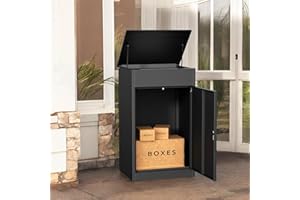 HIMCUP 33.5Inch/85CM Express Package Delivery Boxes for Outside, Home Large Space Black Parcel Drop Boxes with Lock, Waterproof Anti-Theft Parcel Drop Box with Secure Storage for Porch Curbside Office