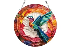MATIHAY Dreamy Hummingbird/Peacock/Unicorn Acrylic Window Hangings, Spring and Summer Hummingbird Wall Decor for Bird Lover, Home Garden Decor Gift for Mom, Grandma, Wife (Hummingbird, L)