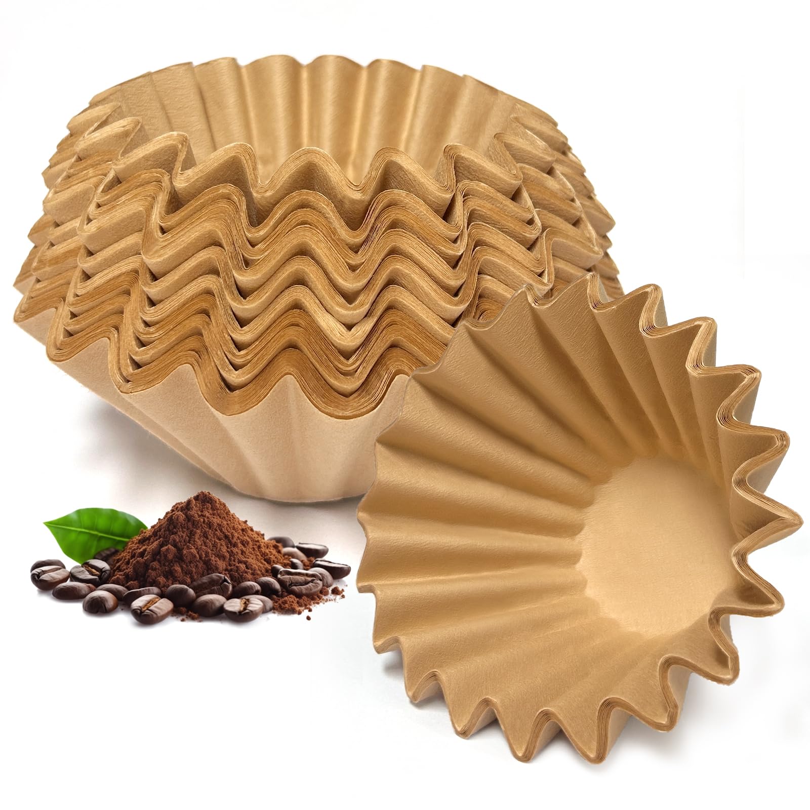 Photo 1 of DechoPak 5 Cup Coffee Filter, 100 Count Unbleached Natural Small Basket Disposable Paper Coffee Filter for 4-5 Cup Coffee Maker Pour Over Pot, Suitable for Home Coffee Shop Business Commercial (Brown)