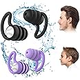 Swimming Ear Plugs Waterproof Earplugs - 2 Pairs Silicone Swim Ear Plugs for Adult Kids, Water Sports Earplugs for Showering, Bathing, Surfing - Keep Ear Water Out