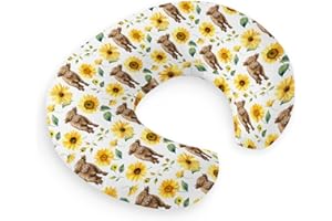 HawSkgFub Highland Cow Sunflower Nursing Pillow Cover for Baby Girl, Western Farm Animal Yak Floral Breastfeeding Pillow Slipcover, long horn cowgirls Nursing Pillowcase for Newborn Infant, Cover Only