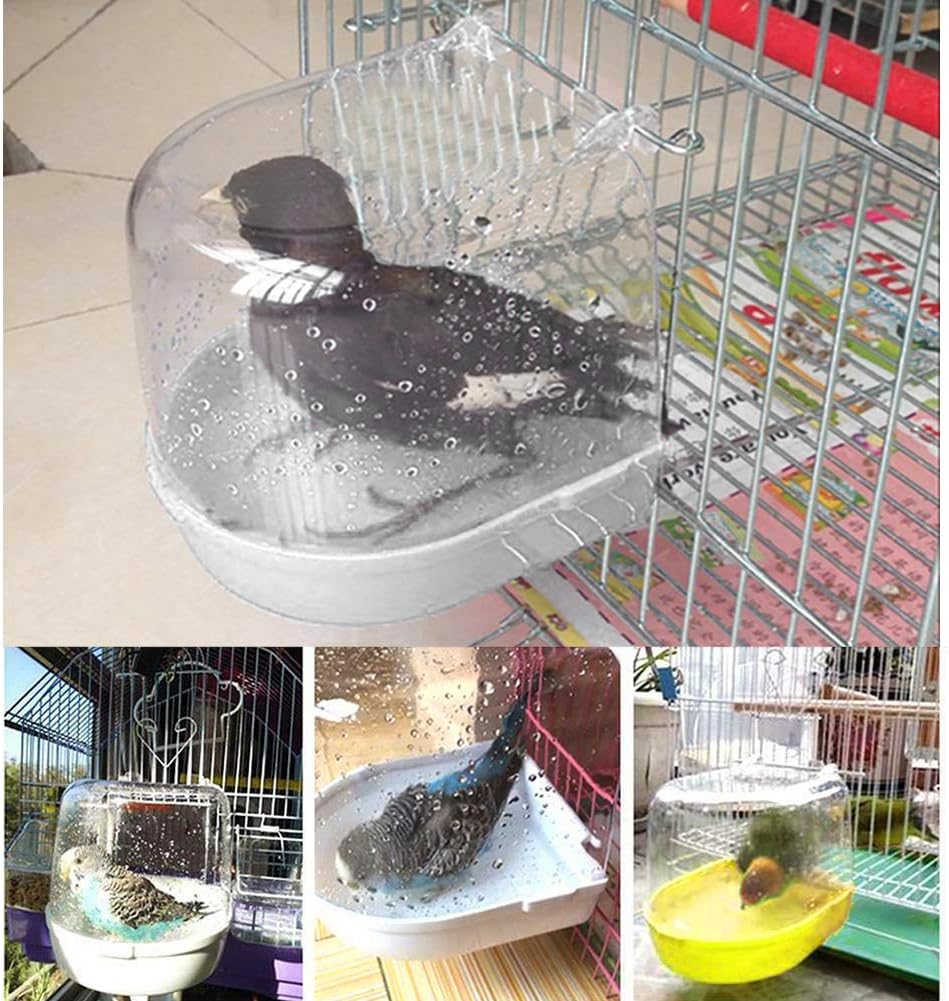 kathson Parrot Bath Box Bird Cage Accessory Supplies Bathing Tub Bath for Pet Brids Canary Budgies Parrot (Random Color) : Pet Supplies