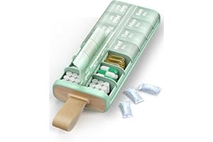 Ideerfit Weekly AM PM Pill Organizer 7 Day, Large 2 Times a Day Pill Box Case with Carry Handle, Moisture-Proof Desiccant & S