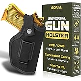 IWB/OWB Gun Holster for Men & Women, 9mm Gun Holsters for Pistols, 380 Concealed Carry Pistol Holster for Glock, S&W M&P Shield, Sig and Similar Handguns, Fits Most Brands