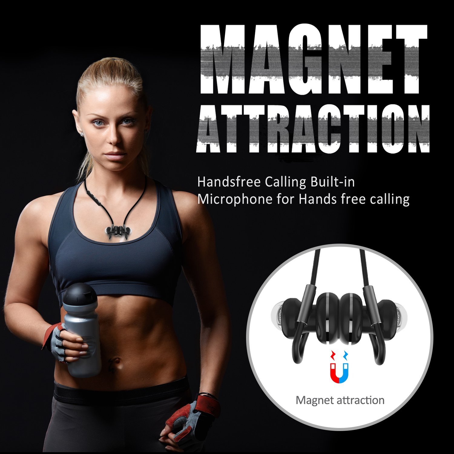 LOBKIN Sport Bluetooth 4.1 Headset Earphone CVC 6.0 Noise Cancelling Magnetic Headphone for Gym Running ,Cycling 8 Hours playtime