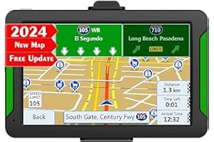 LONGRUF GPS Navigator for Car, Latest 2024 Map 7 inch Touch Screen Car GPS 256-16GB, Voice Turn Direction Guidance, Support Speed and Red Light Warning, Pre-Installed North America Lifetime map Free Update