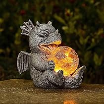 Goodeco Dragon Tree Hugger Solar Lantern Garden Statue - 9.3 Inch