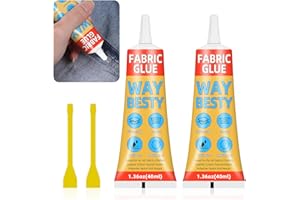 WAYBESTY 2 Pcs Fabric Glue Permanent, 40ML Fabric Glue for Clothing Permanent, Washable Adhesive for Clothing, Leather, Flannel, Denim, Polyester, Doll Repair Cotton-Mighty mend