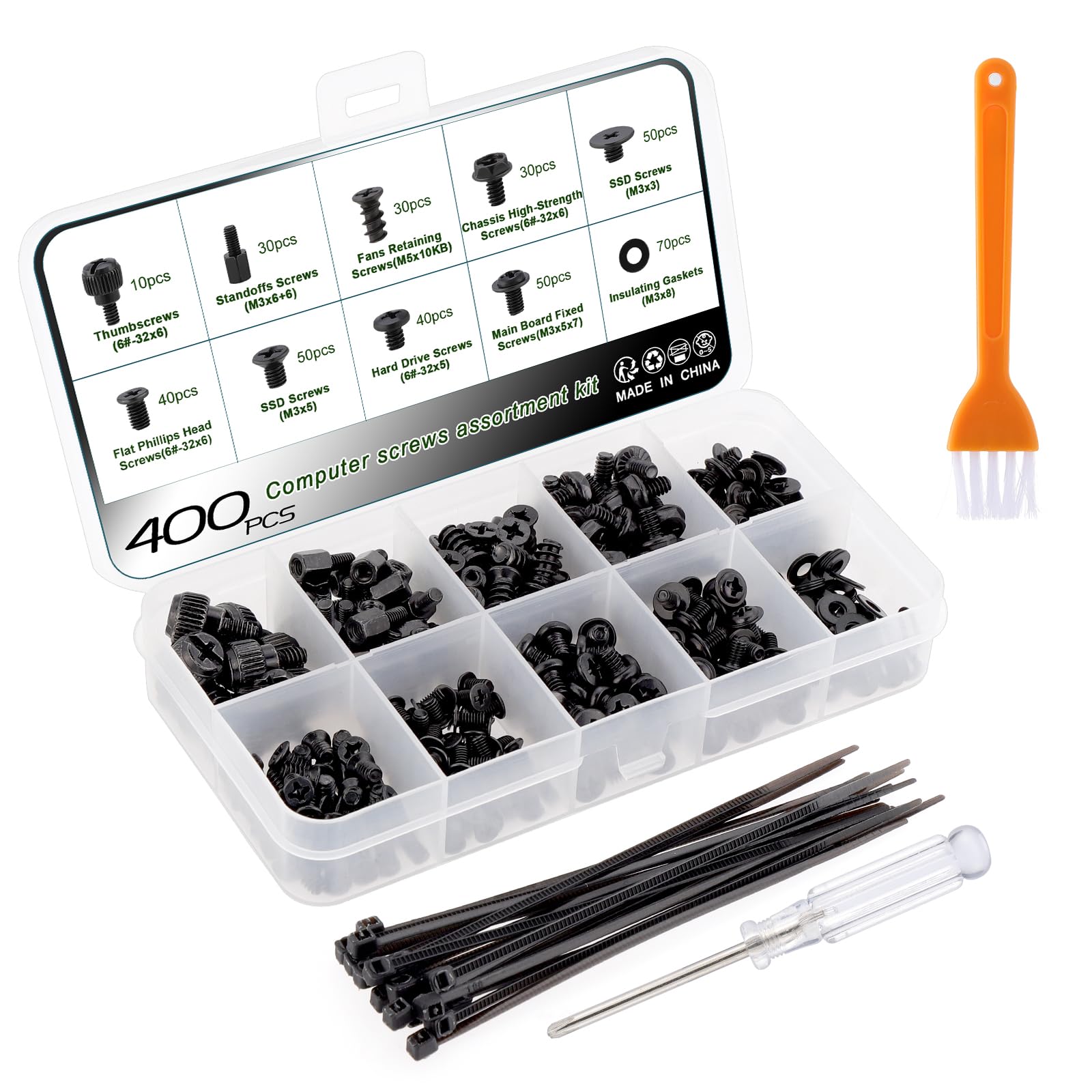 Gueenky 432Pcs Laptop Screws set, Computer Screws Flat Head Notebook Replacement Screws Hard Drive Screws Motherboard Case Fan Screws, Laptop Micro Assorted Screw SSD HDD Screws, with Screwdriver