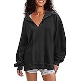 Locachy Women's Casual Oversized Sweatshirt V Neck Long Sleeve Pullover Tops Fashion Outfits Clothes
