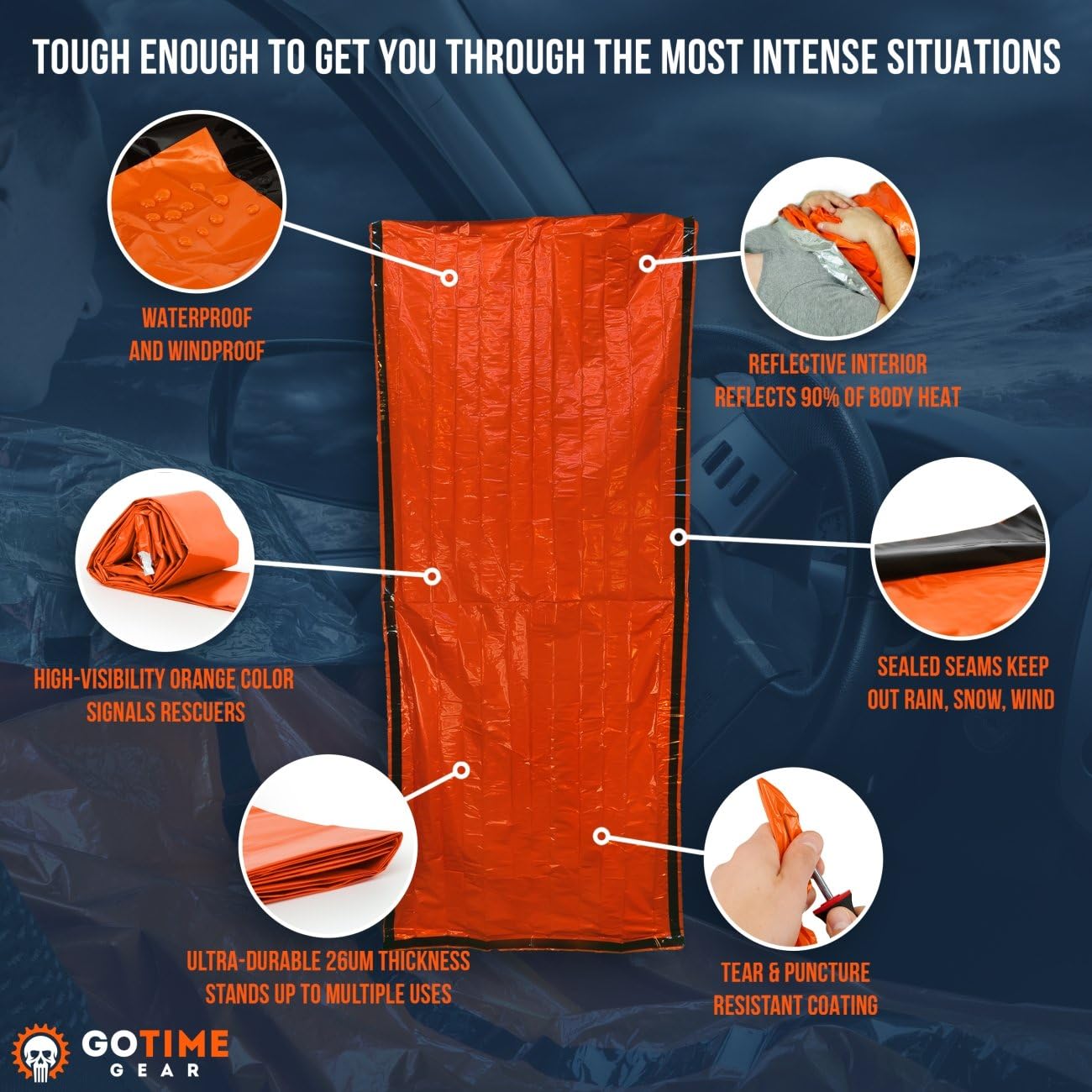 Life Bivy Emergency Sleeping Bag Thermal Bivvy - Use as Waterproof Emergency Blanket, Mylar Sleeping Bag, Survival Sleeping Bag - Includes Nylon Bag with Survival Whistle + Paracord String (Orange) : Sports & Outdoors