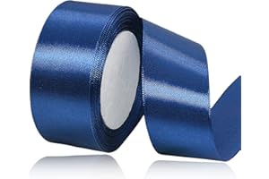 Navy Blue Satin Ribbon 1-1/2 Inch x 25 Yards, Solid Color Fabric Ribbon for Gift Wrapping, DIY Crafts, Hair Bows Making, Wrea