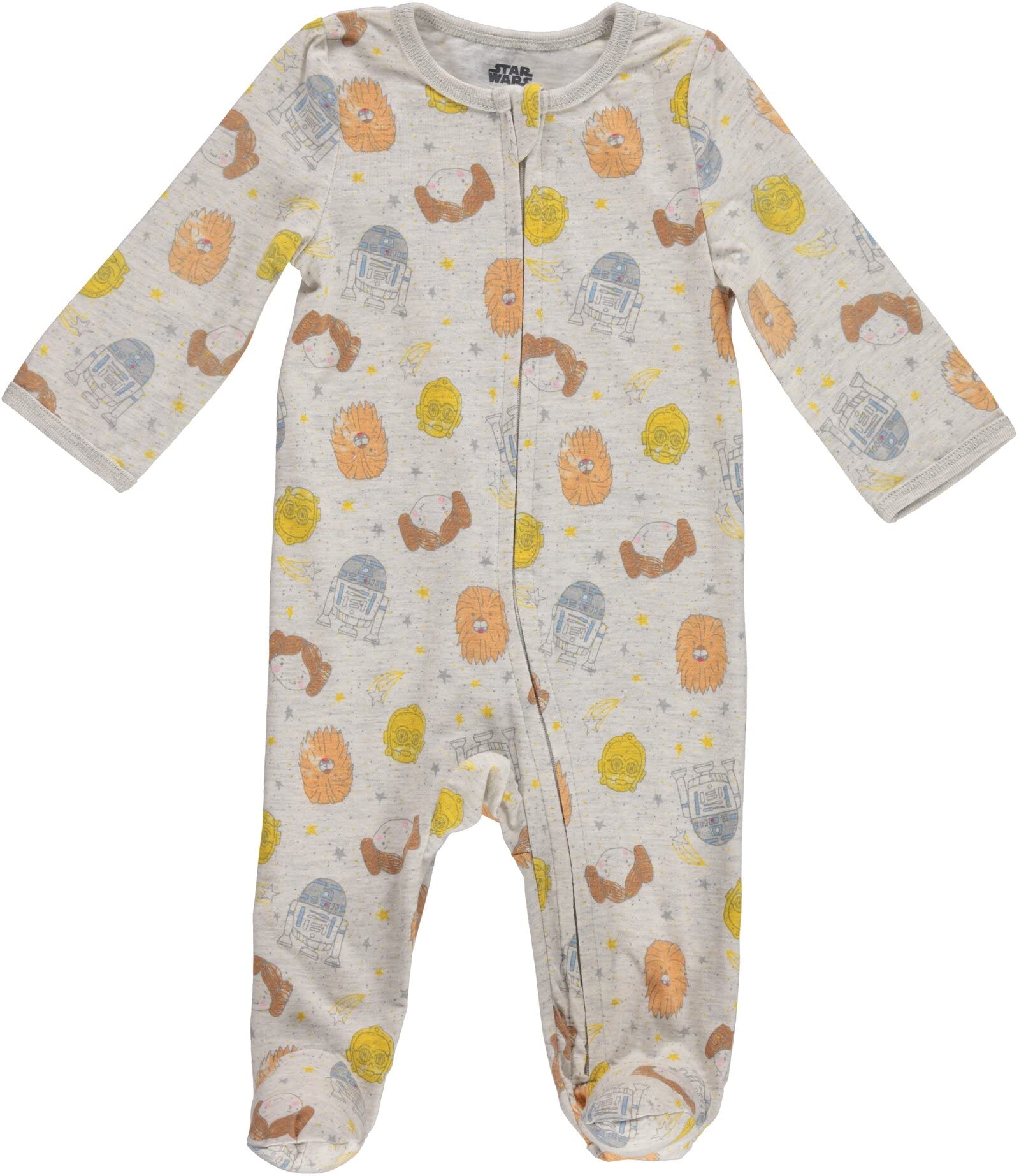 STAR WARS Princess Leia R2-D2 Baby Girls 2 Pack Zip Up Sleep N' Play Coveralls Newborn to Infant