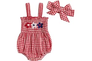 NEVUQO Fourth of July Baby Girl Outfit Sleeveless USA Romper Bodysuit Newborn Infant 4th of July Independence Day Clothes