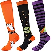 Junely 3 Pairs Compression Socks for Women Knee High for Running Athletic Nurses Work Support Travel Flight Sports