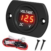 DaierTek Voltage Meter 12V Red Voltage Gauge Waterproof 12 Volt Gauge 24V 36V Digital Display Voltmeter for car Truck RV ATV Boat Marine