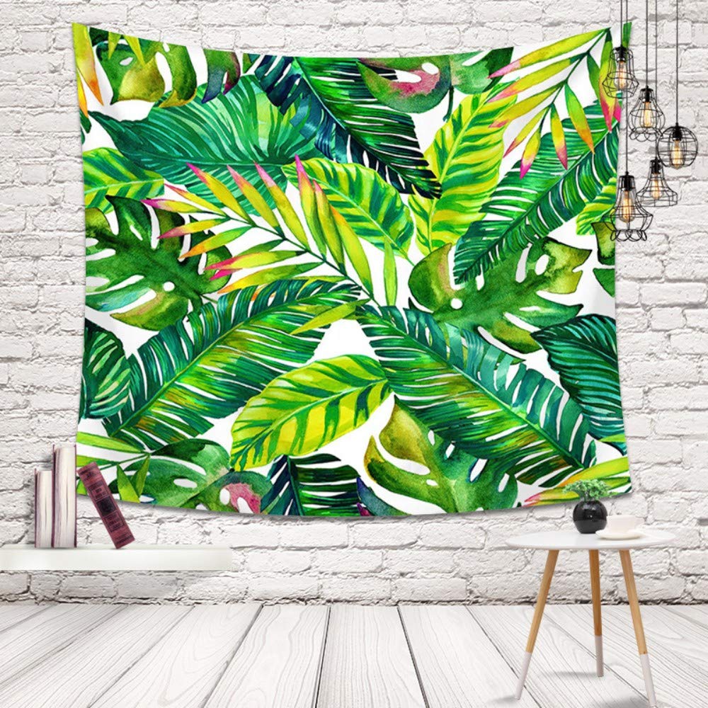 Tapiz De Pared,Hojas Tropicales Verdes,Boho De La India Verano Nórdico