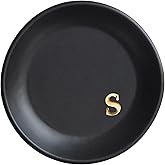 COLLECTIVE HOME - Ceramic Jewelry Tray, Decorative Trinket Dish for Rings Earrings Necklaces Bracelet Watch Keys, Birthday Mother's Day Christmas Gift for Women, 4.75", Black Surface (s)
