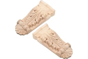 OSALADI 2pcs Carved Wood Corbels Decorative Wooden Corner Moulding Trim Roman Column Corner Corbel Wooden Corner Onlays for Home Decoration