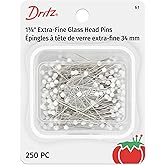 Dritz 1-3/8-Inch Extra Fine Glass Head Pins, 250 Count