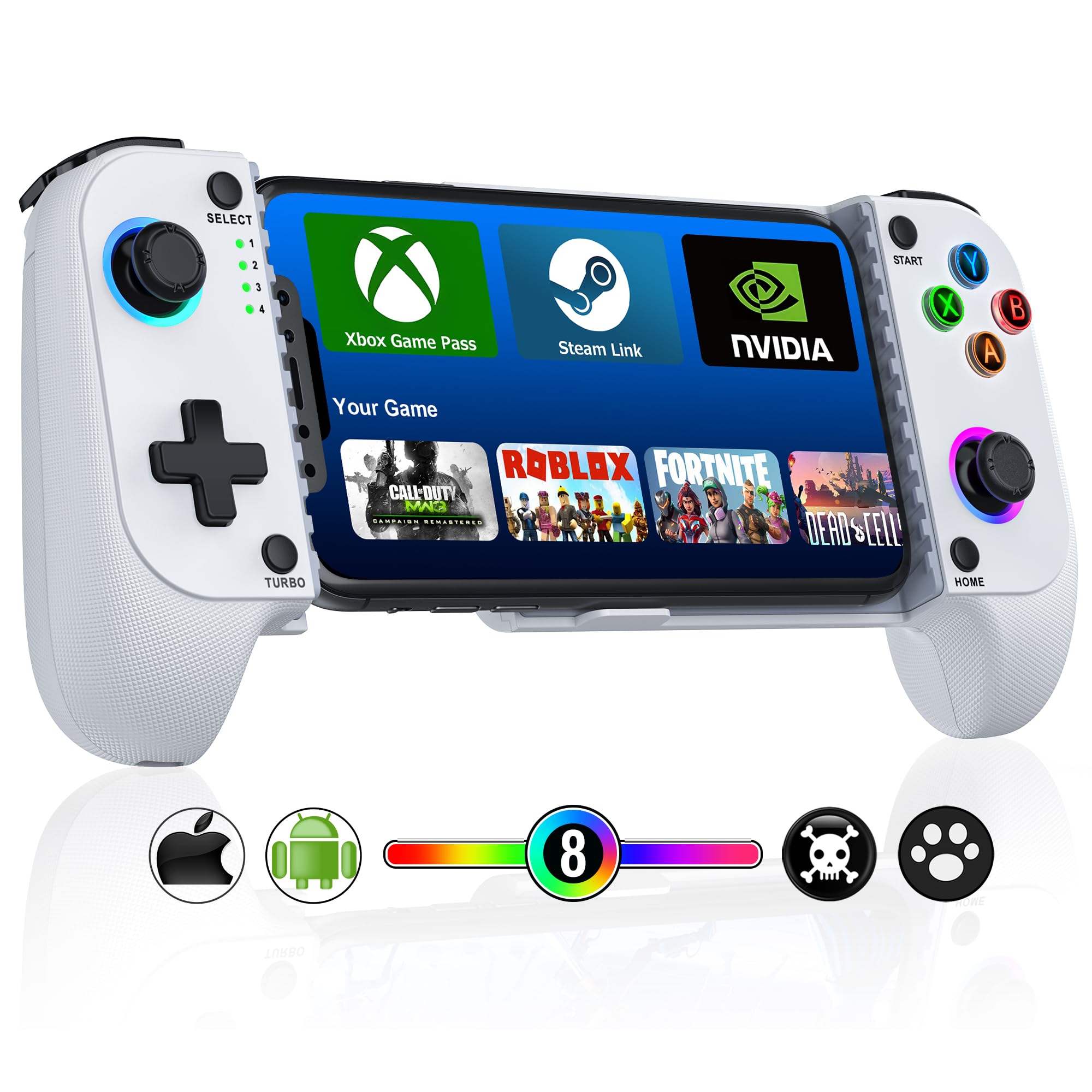 Photo 1 of Mocagen MC1 Phone Controller for iPhone/Android Support Phone Case, Mobile Game Controller with Led Light, Upgraded Joysticks, Turbo, Handheld Gaming Gamepad