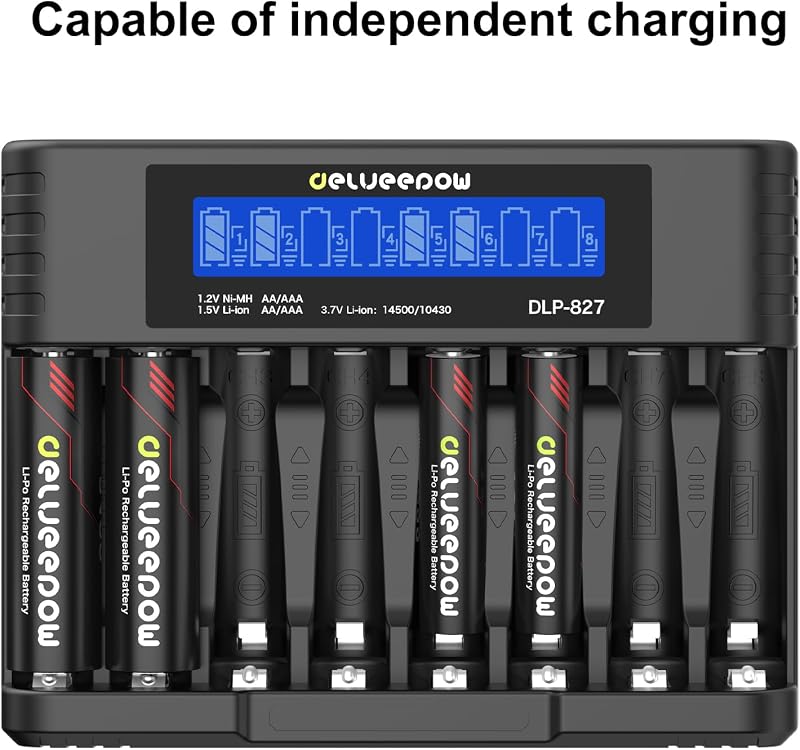 Pilhas AA recarregáveis 1,5V 3400mWh + carregador LCD, 8 unidades — foto 5 de 7