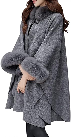 Amazon Hj ファー付き ポンチョ ケープ コート レディース コート ジャケット 通販