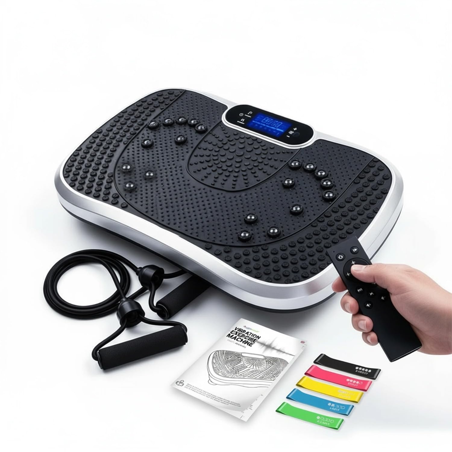 WeightWorld Vibration Plate Exercise Machine - For Whole Body Workout - CE & RoHS Certified - 5 Automatic Modes & 99 Speed Levels - Built-in Bluetooth Speaker - Vibro Plate with 5 Exercise Bands