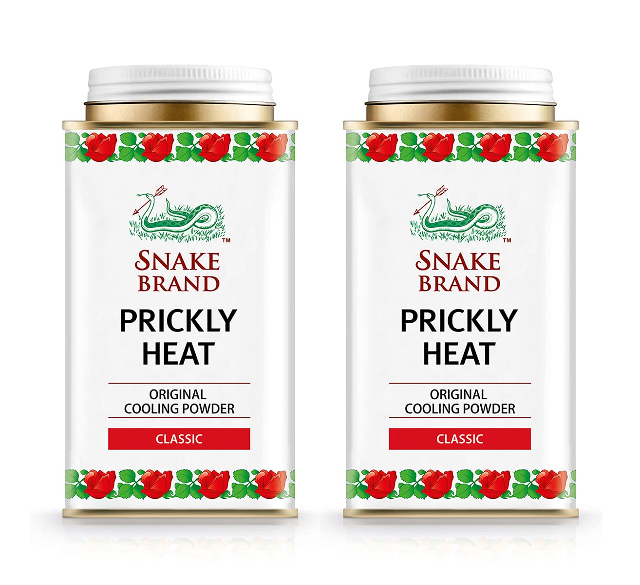 Snake Brand Prickly Heat Cooling Powder, 2-Pack (Classic, 140g)