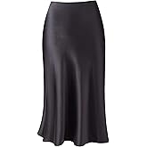 Keasmto Leopard Skirt for Women Midi Length High Waist Silk Satin Elasticized Cheetah Casual Ladies Skirts