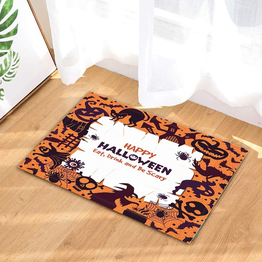 Halloween Barh Rugs Happy Eaf Drenk and Be Scary Non-Slip Doormat Indoor Rug 23.6X15.7IN