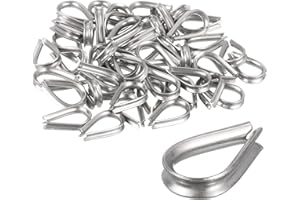 uxcell 50Pcs M1.5 Stainless Steel Thimble for 1/16" Dia Wire Rope, Wire Rope Cable Thimbles Rigging for Marine, Sunshade Sail