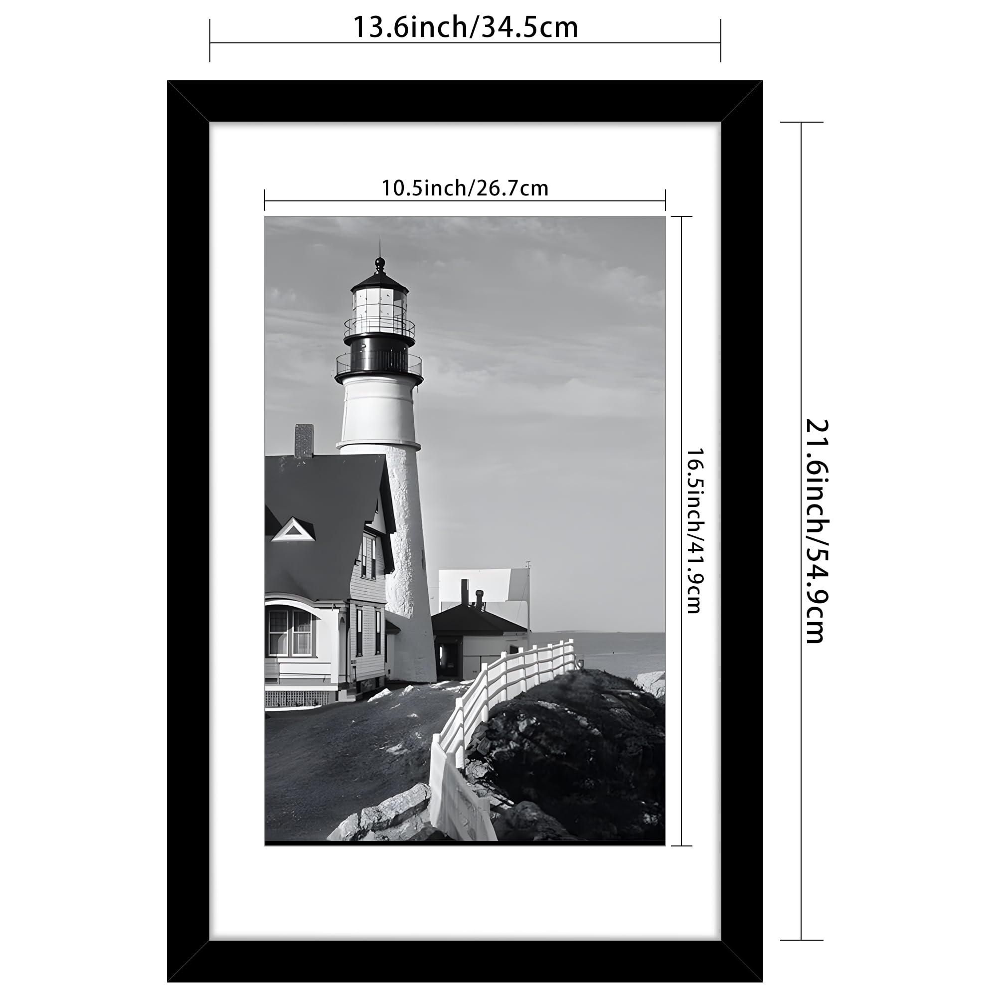 Condition photo showing New/Like New for picrit 14x22 picture frame 3 pack, black poster frame, display poster 11 x 17 with mat or 14 x 22 wi
